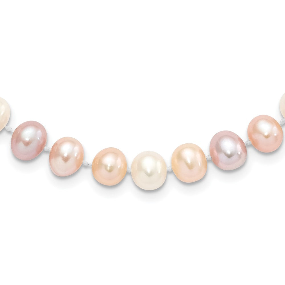 Sterling Silver Rhodium-plated 7- Multi-color FWC Pearl Necklace