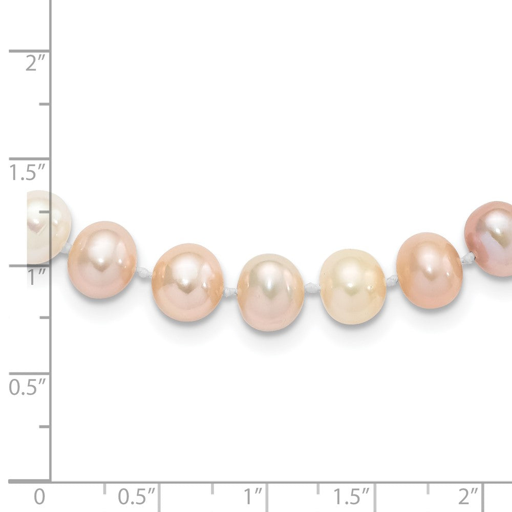 Sterling Silver Rhodium-plated 8- Multi-color FWC Pearl Necklace