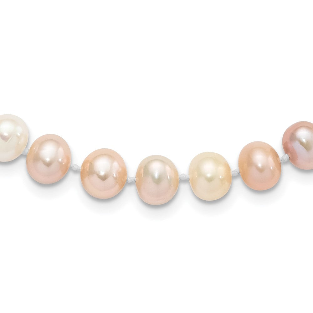 Sterling Silver Rhodium-plated 8- Multi-color FWC Pearl Necklace