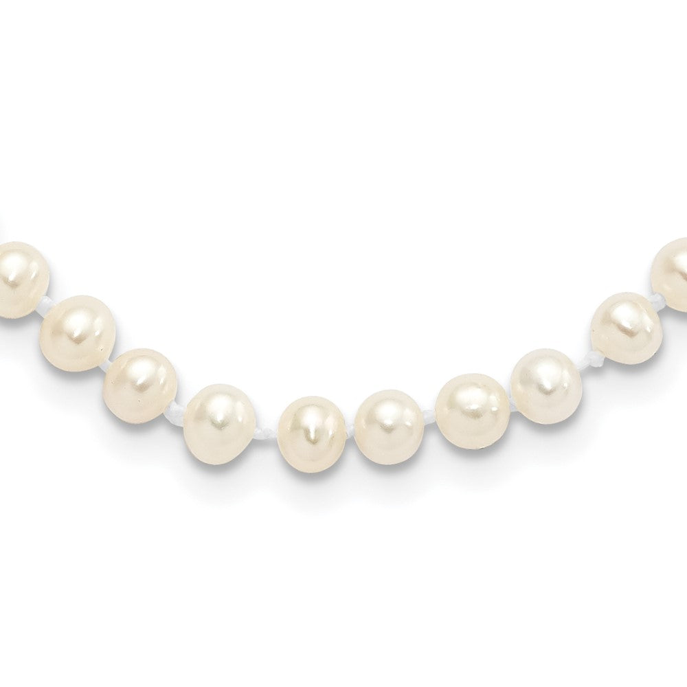 Sterling Silver Rhodium-plated 4- White Near-Round Freshwater Cultured Pearl Necklace