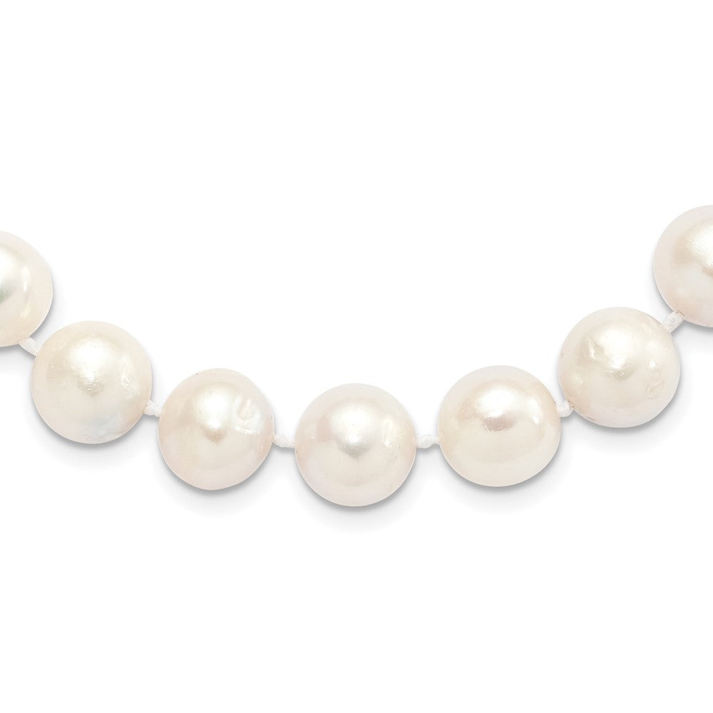 Sterling Silver Rhodium-plated 12- White Near-Round Freshwater Cultured Pearl Necklace