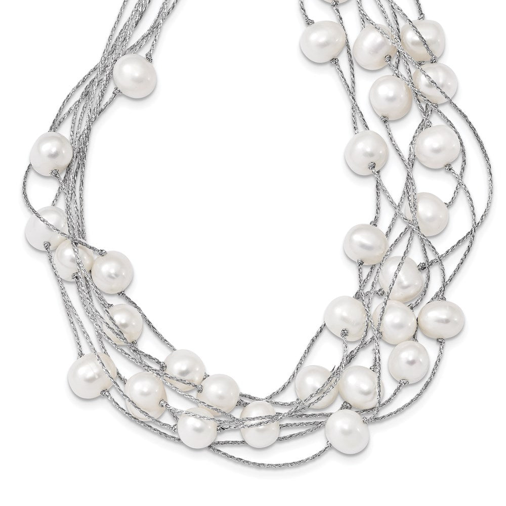 Sterling Silver RH 8- White FWC Pearl Multi-strand Necklace