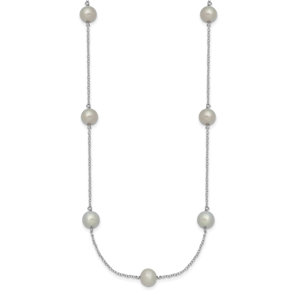 Sterling Silver RH 7- Grey FWC Pearl 9 Station Necklace