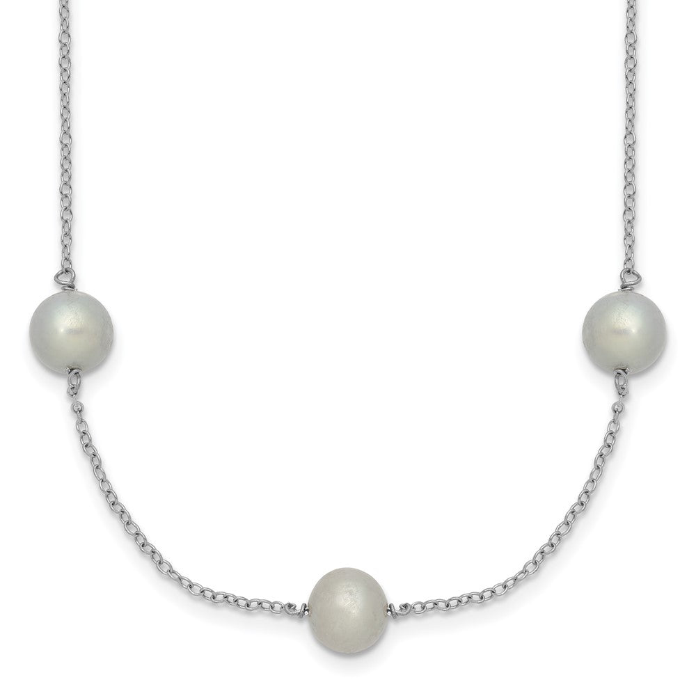 Sterling Silver RH 7- Grey FWC Pearl 9 Station Necklace