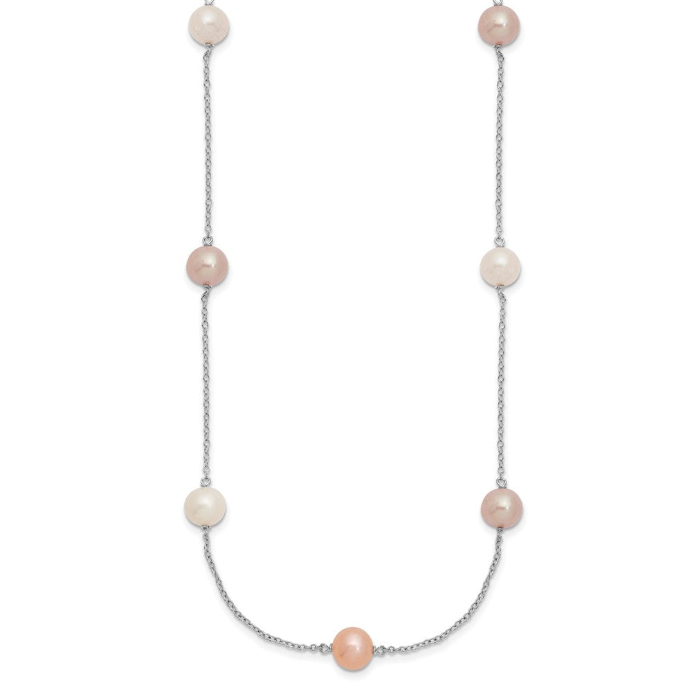 Sterling Silver RH 7- Multi-color FWC Pearl 9 Station Necklace