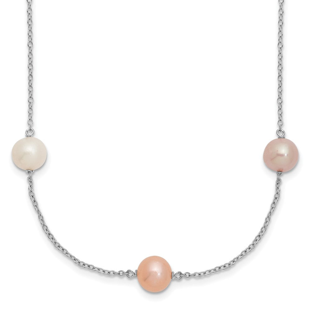 Sterling Silver RH 7- Multi-color FWC Pearl 9 Station Necklace