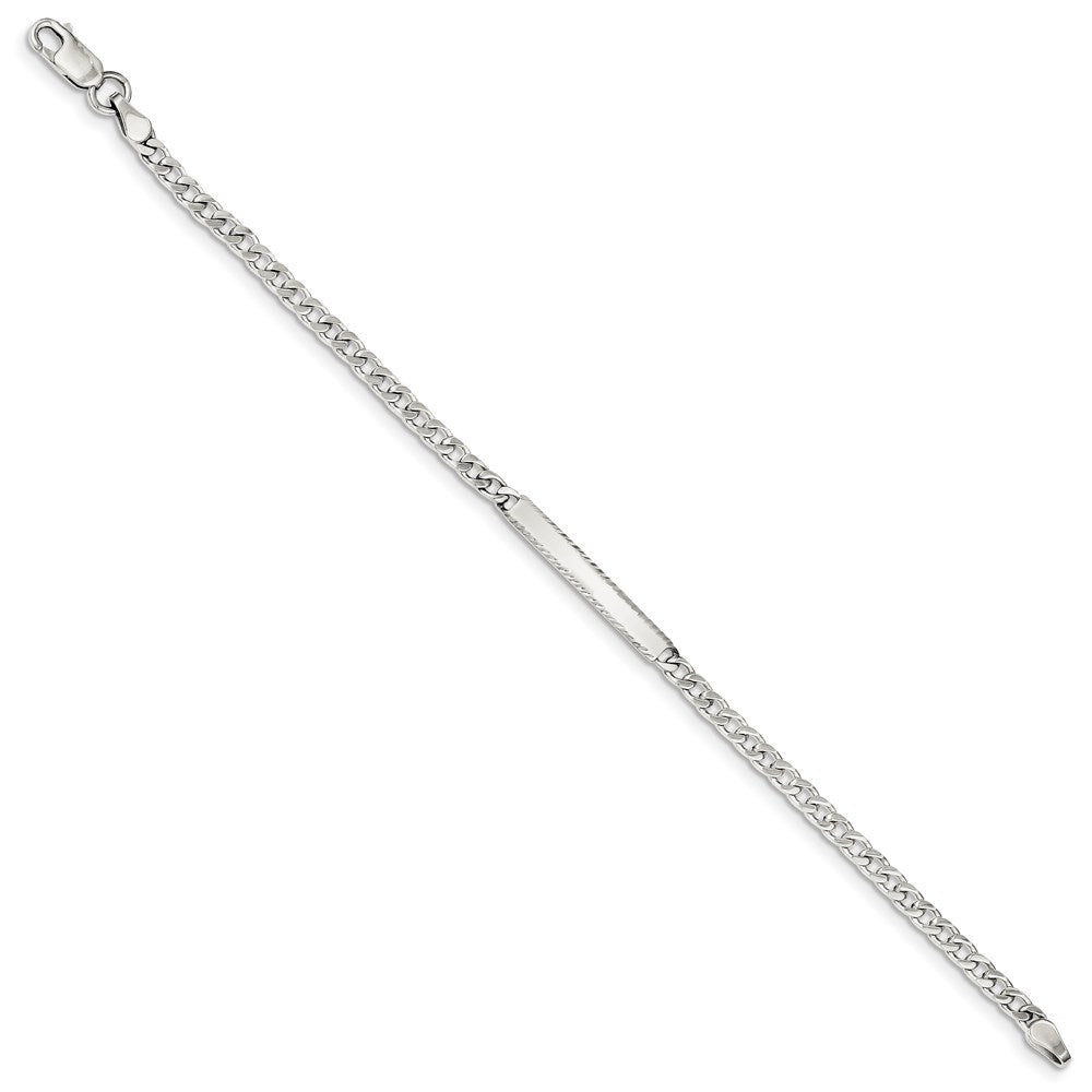 Sterling Silver Diamond-cut Engraveable Curb Link ID Bracelet