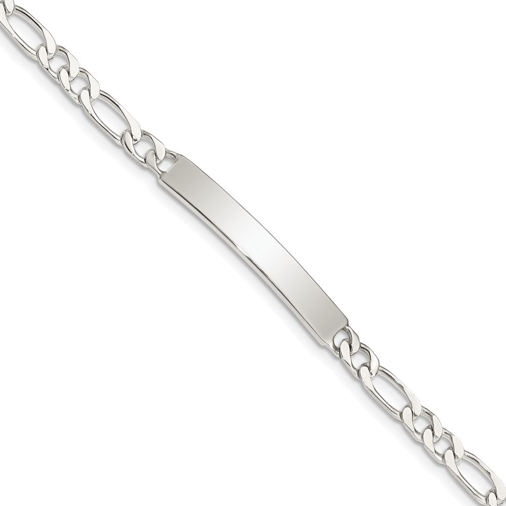 Sterling Silver Polished Engravable Figaro Link 33x Plate ID Bracelet