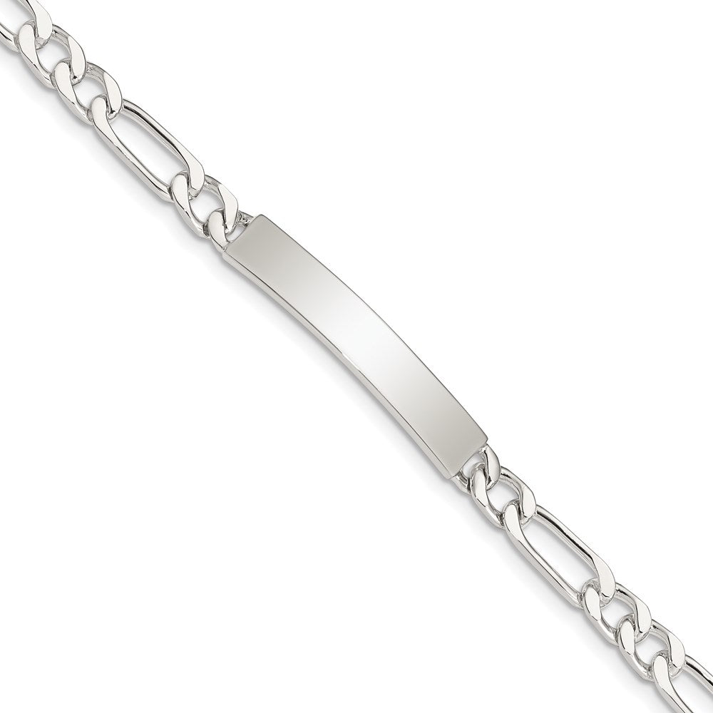 Sterling Silver Polished Engraveable Figaro Link ID Bracelet