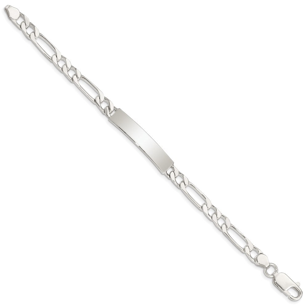 Sterling Silver Polished Engraveable Figaro Link ID Bracelet