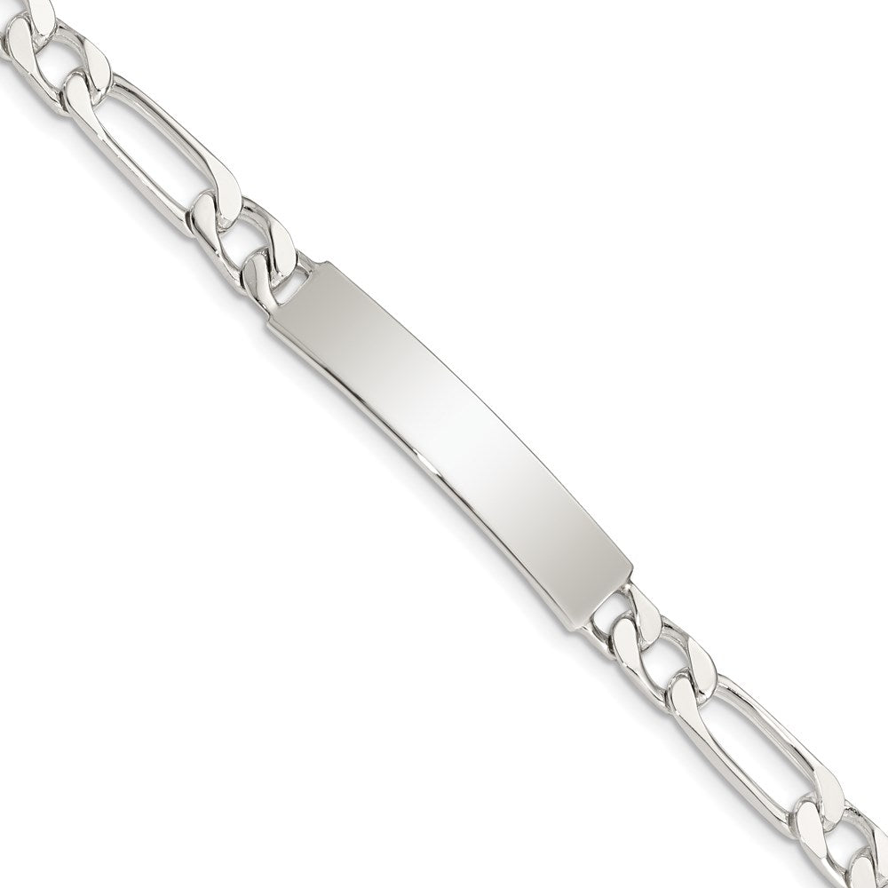 Sterling Silver Polished Engravable Figaro Link 35x Plate ID Bracelet