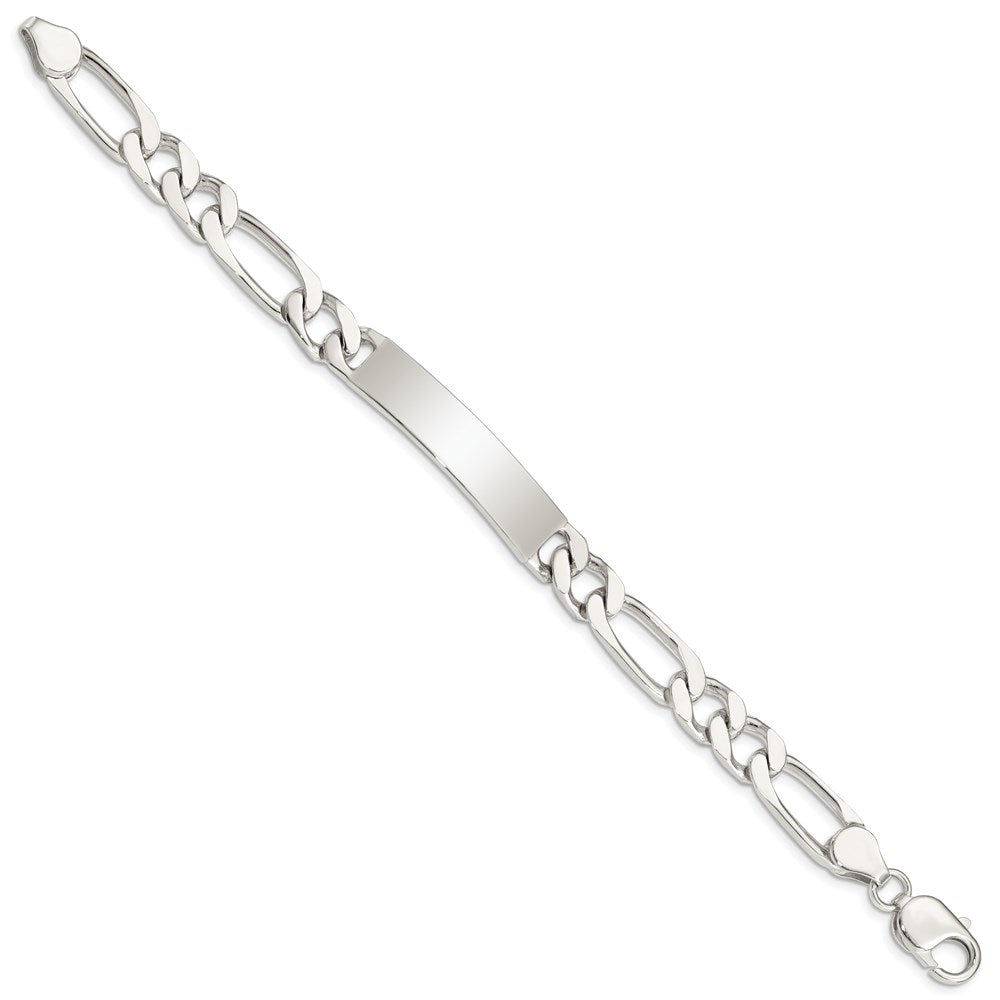 Sterling Silver Polished Engravable Figaro Link 39x Plate ID Bracelet