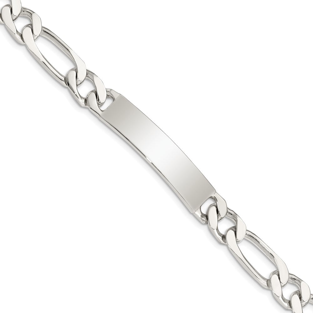 Sterling Silver Polished Engravable Figaro Link 39x Plate ID Bracelet