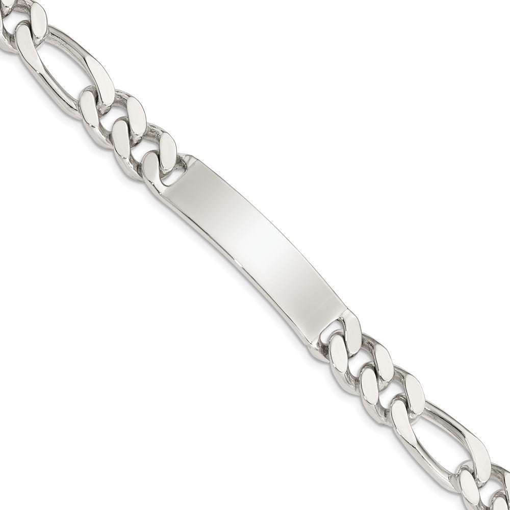 Sterling Silver Polished Engraveable Figaro Link ID Bracelet