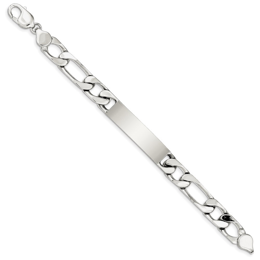 Sterling Silver Polished Engraveable Figaro Link ID Bracelet