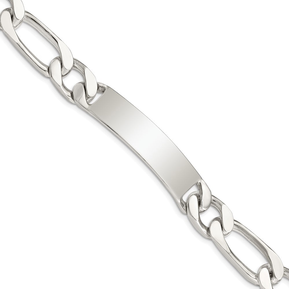 Sterling Silver Polished Engravable Figaro Link 42x Plate ID Bracelet
