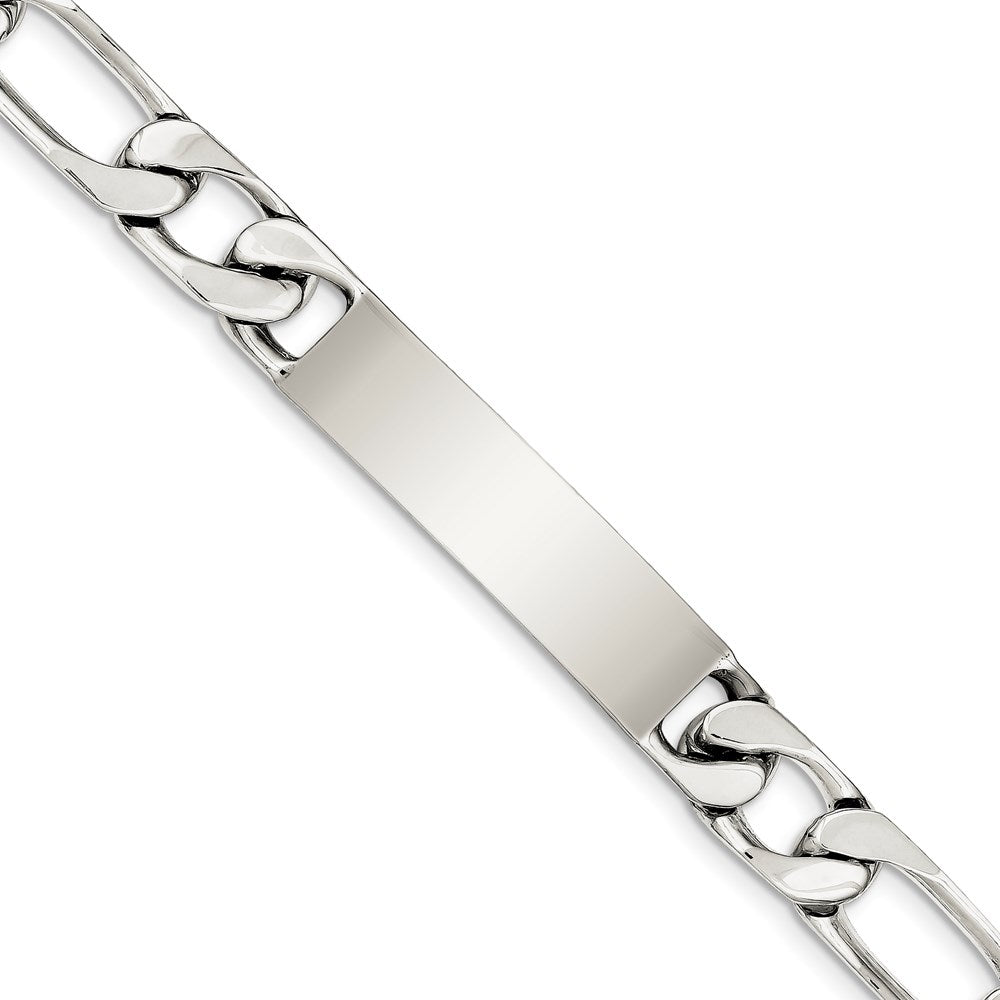 Sterling Silver Polished Engraveable Figaro Link ID Bracelet
