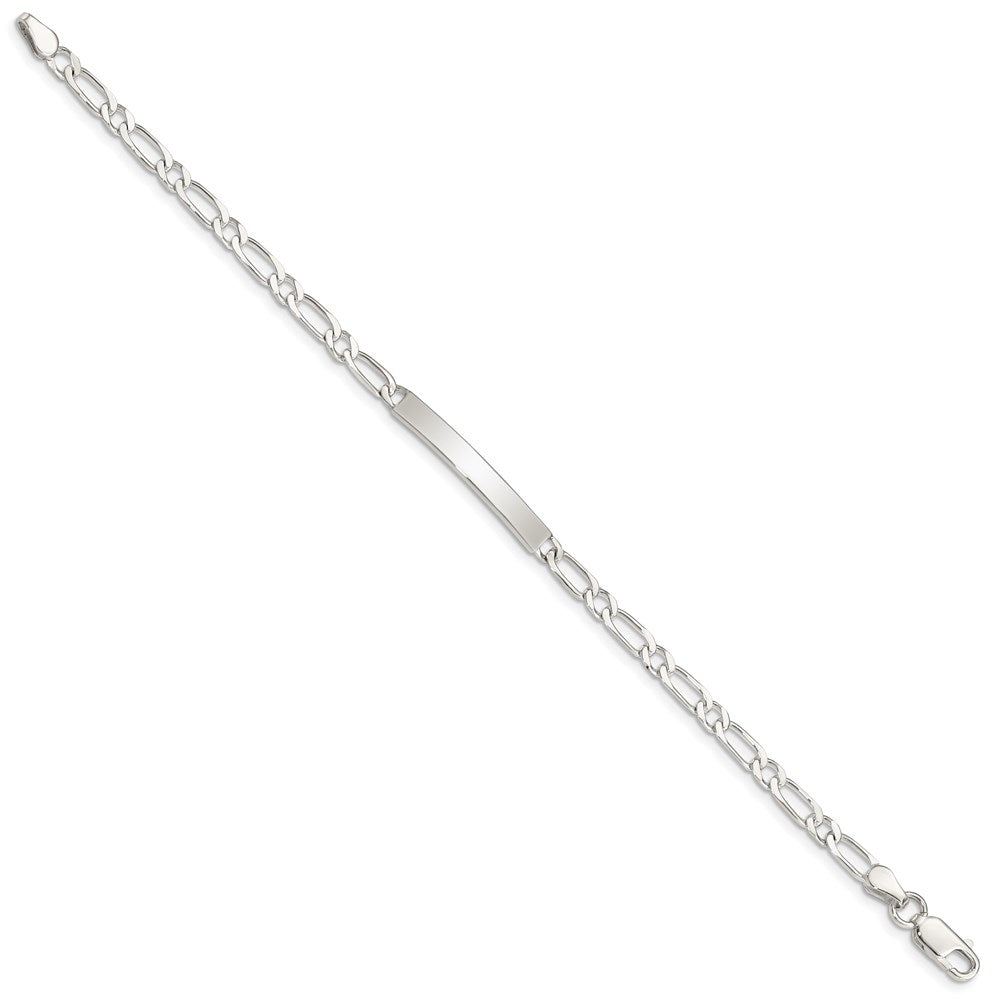 Sterling Silver Polished Engraveable 1 Figaro Link ID Bracelet