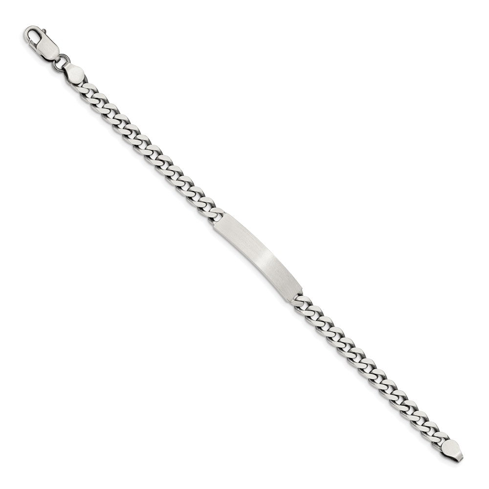 Sterling Silver Engravable Antiqued Curb Link 32x Plate ID Bracelet