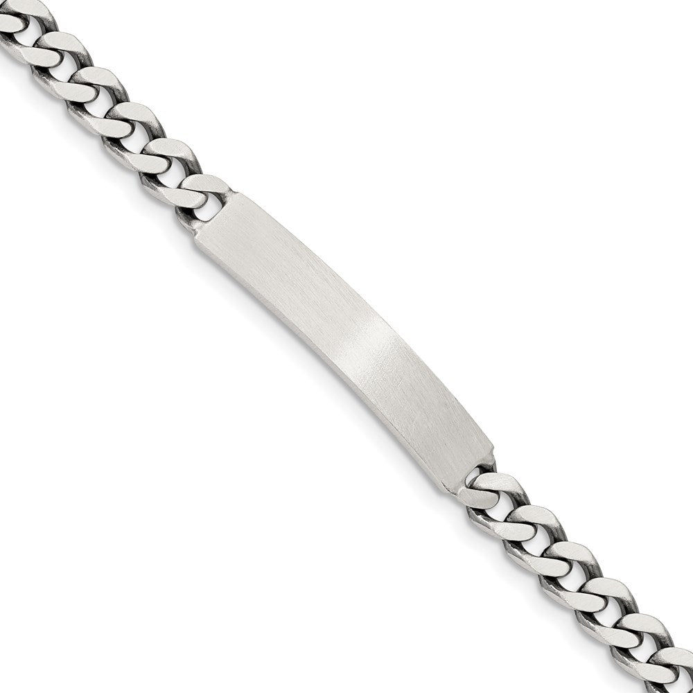 Sterling Silver Engraveable Antiqued Curb Link ID Bracelet