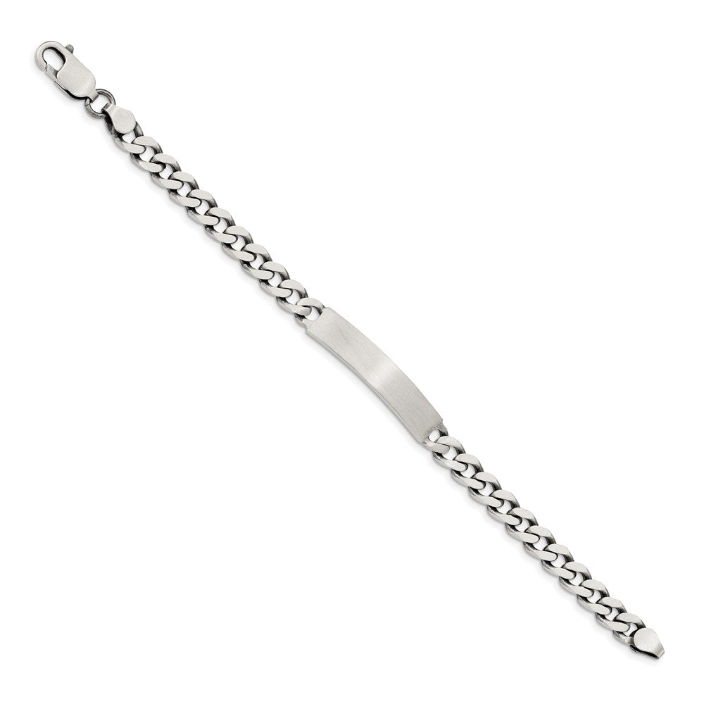 Sterling Silver Engraveable Antiqued Curb Link ID Bracelet