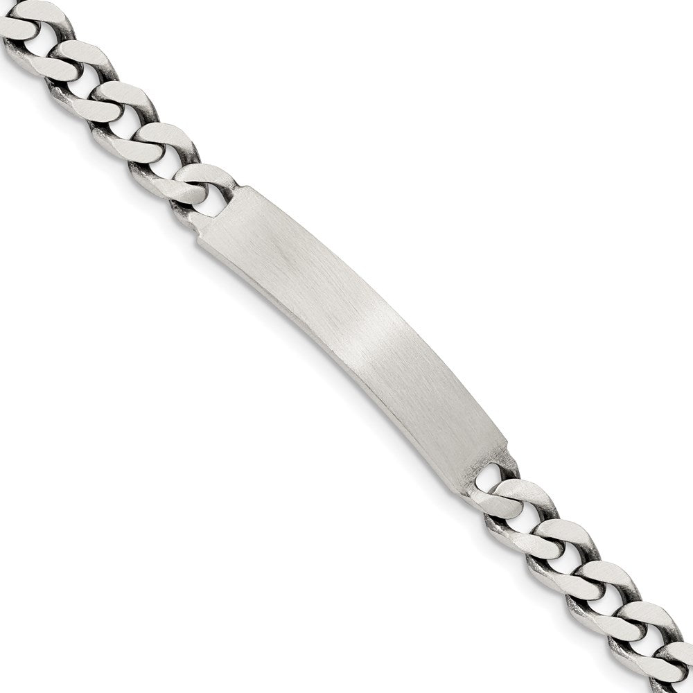 Sterling Silver Engraveable Antiqued Curb Link ID Bracelet