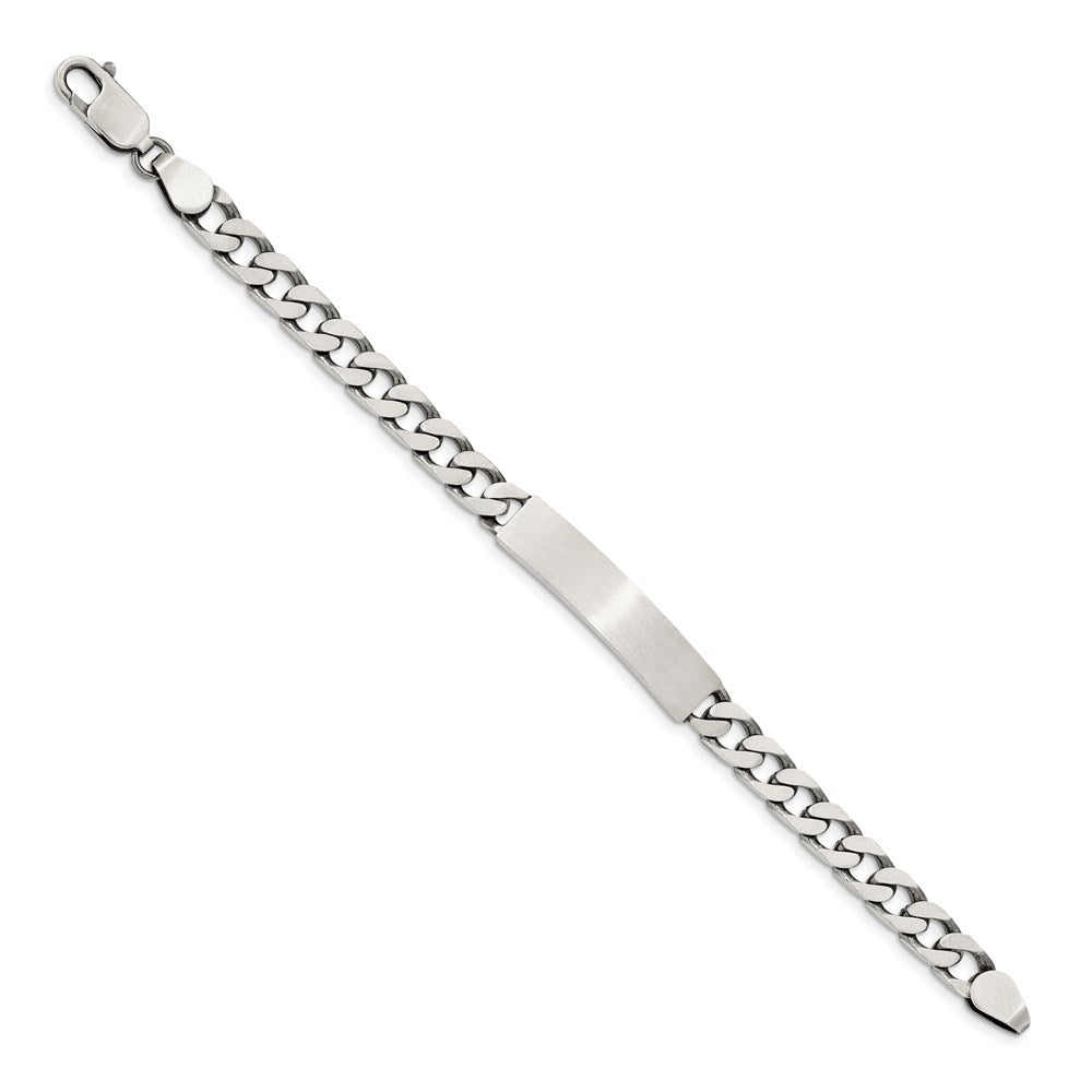 Sterling Silver Engraveable Antiqued Curb Link ID Bracelet