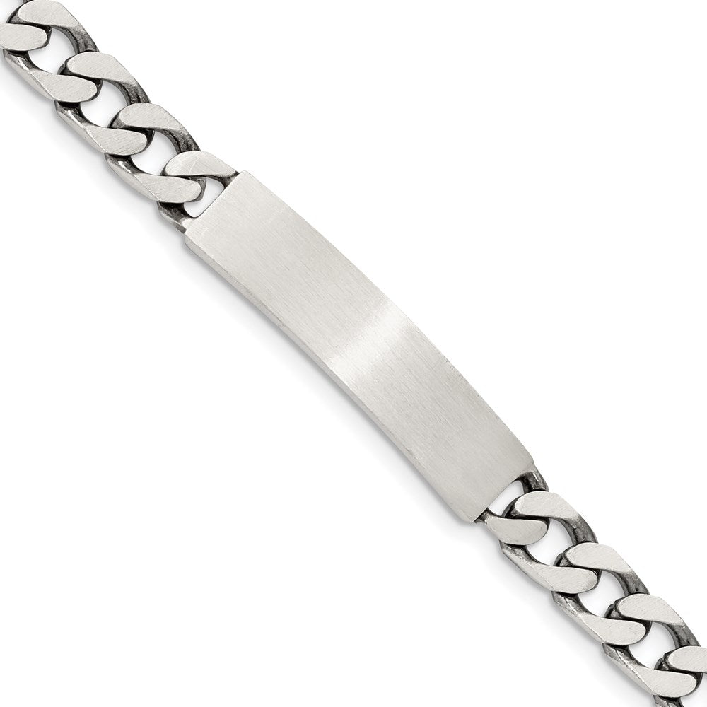 Sterling Silver Engraveable Antiqued Curb Link ID Bracelet