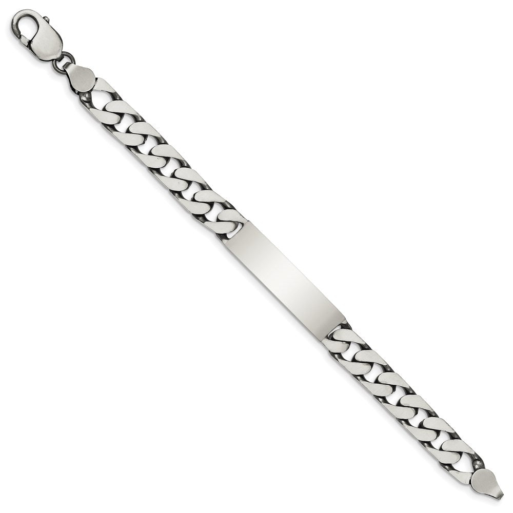 Sterling Silver Engraveable Antiqued Curb Link ID Bracelet