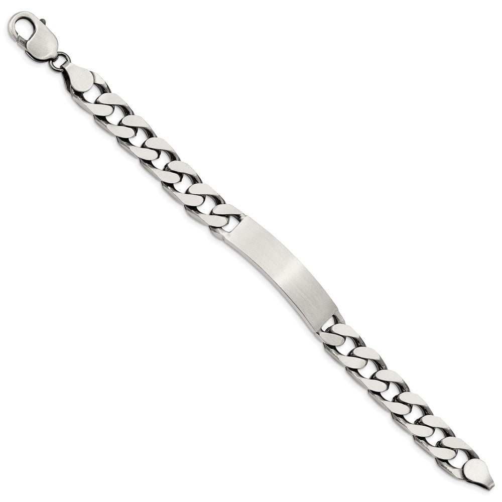 Sterling Silver Engravable Antiqued Curb Link 39x Plate ID Bracelet