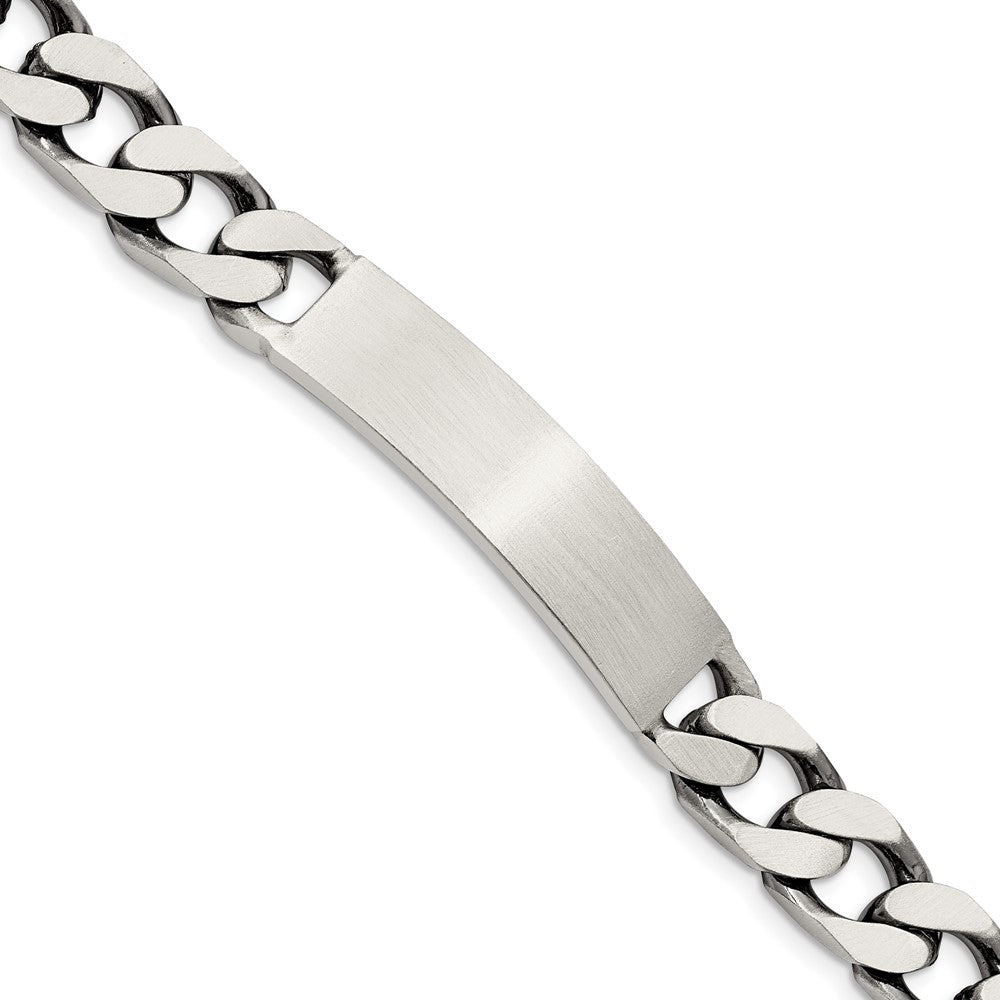 Sterling Silver Engravable Antiqued Curb Link 39x Plate ID Bracelet