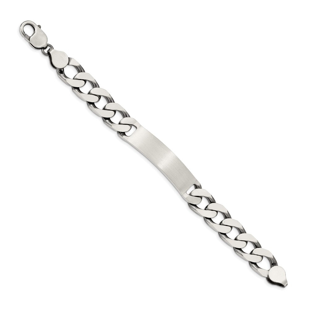 Sterling Silver Engravable Antiqued Curb Link 41x Plate ID Bracelet