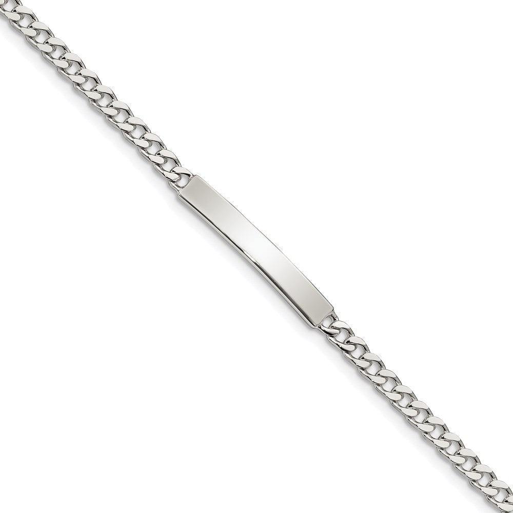 Sterling Silver Polished Engravable Curb Link 27x Plate ID Bracelet