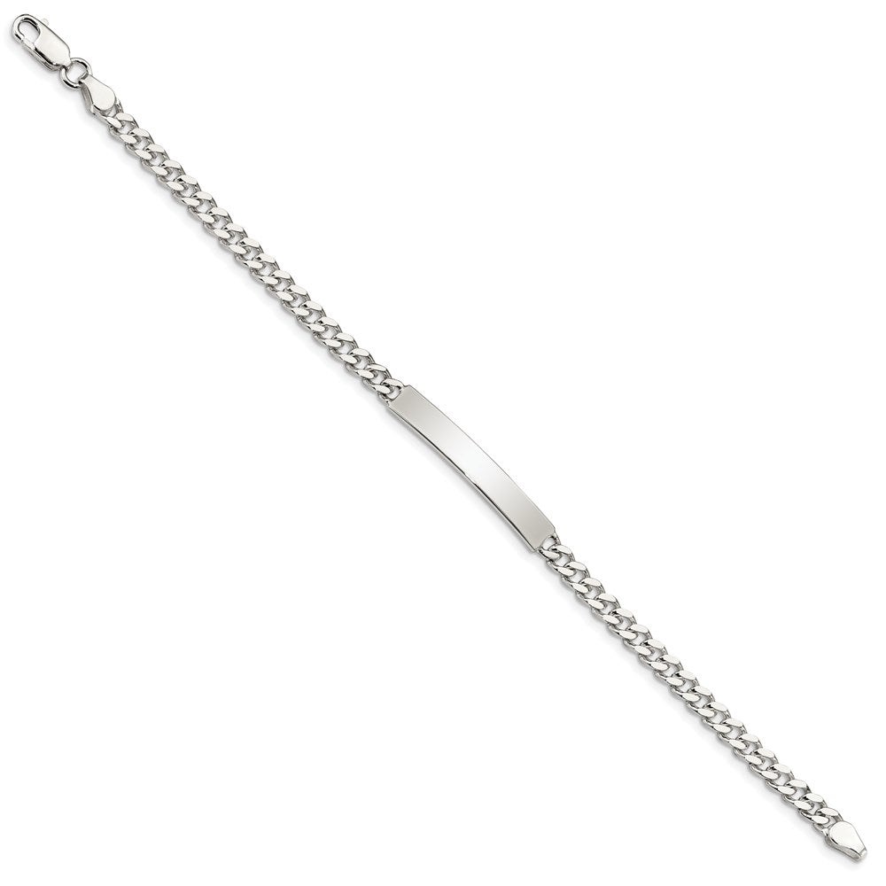 Sterling Silver Polished Engravable Curb Link 32x Plate ID Bracelet