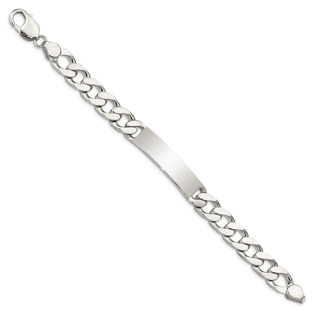 Sterling Silver Polished Engraveable Curb Link ID Bracelet