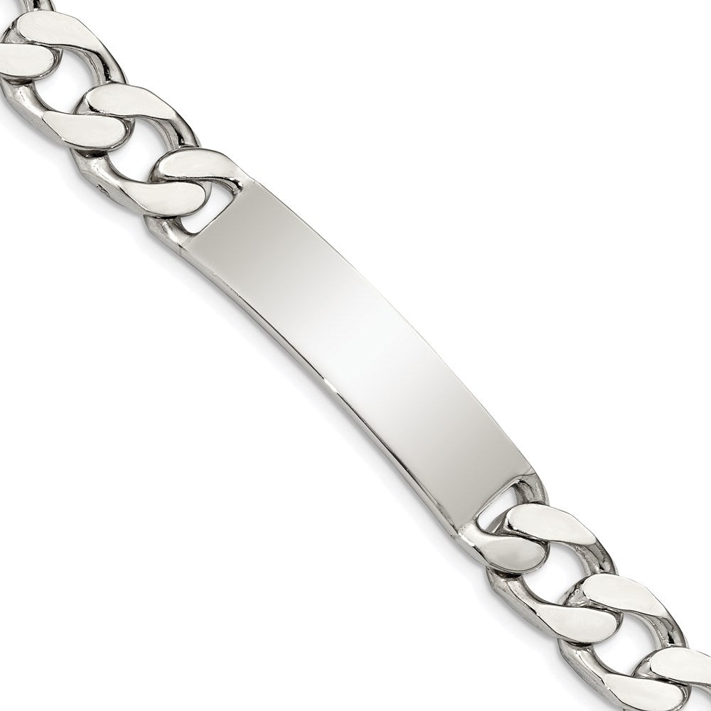 Sterling Silver Polished Engraveable Curb Link ID Bracelet