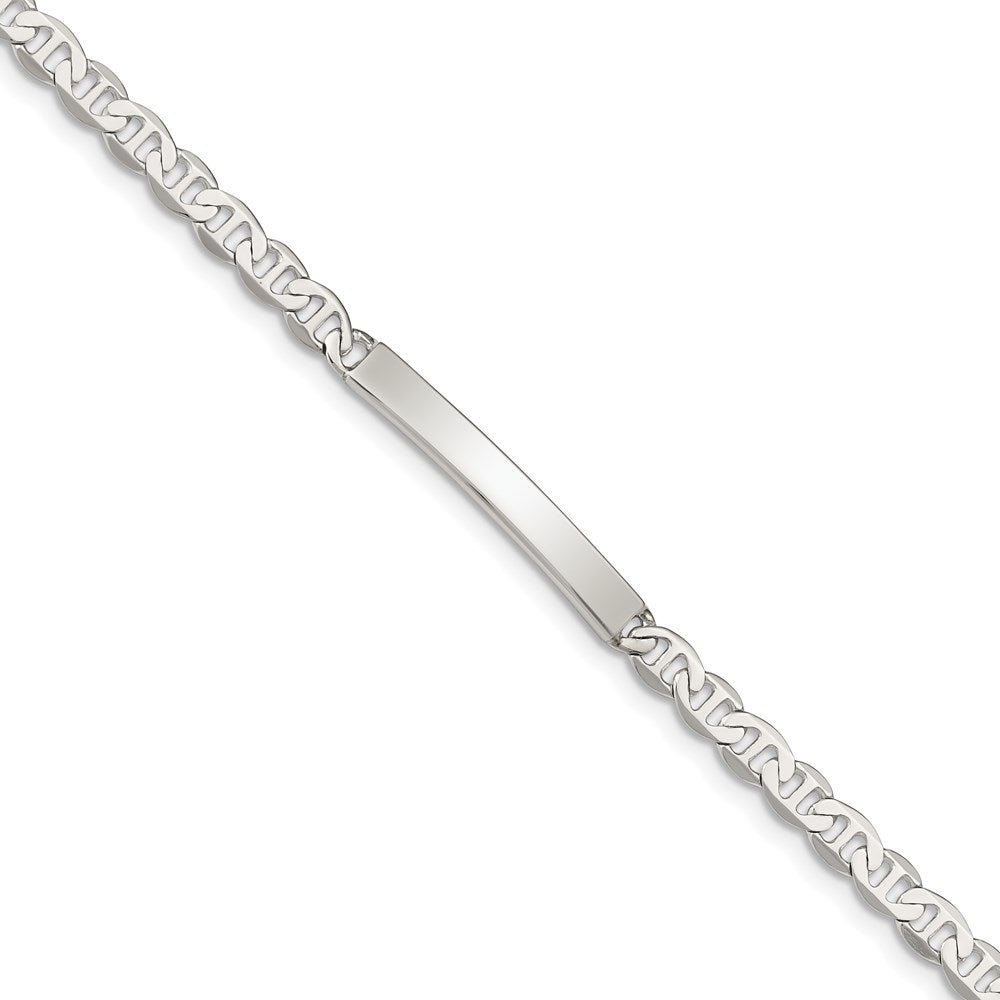 Sterling Silver Polished Engravable Anchor Link 27x Plate ID Bracelet
