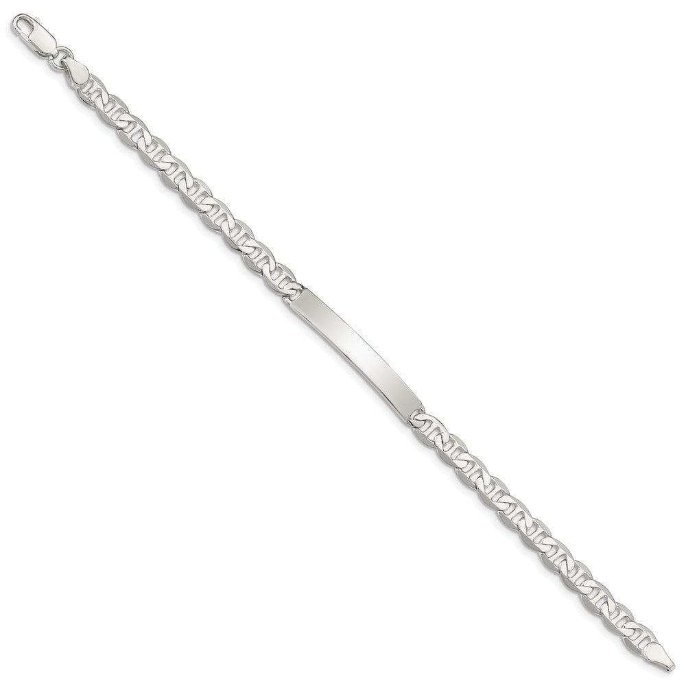 Sterling Silver Polished Engravable Anchor Link 33x Plate ID Bracelet