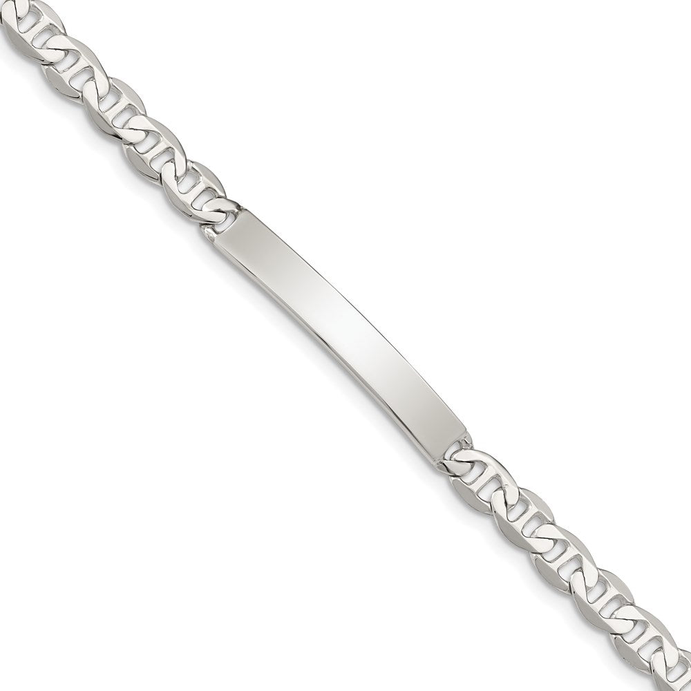 Sterling Silver Polished Engravable Anchor Link 33x Plate ID Bracelet