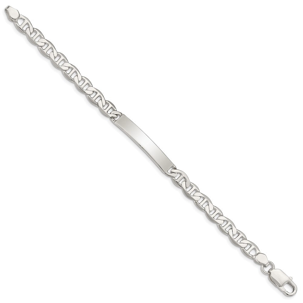 Sterling Silver Polished Engravable Anchor Link 33x Plate ID Bracelet
