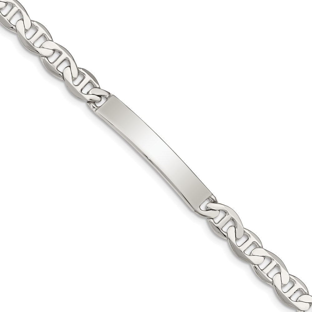 Sterling Silver Polished Engravable Anchor Link 33x Plate ID Bracelet