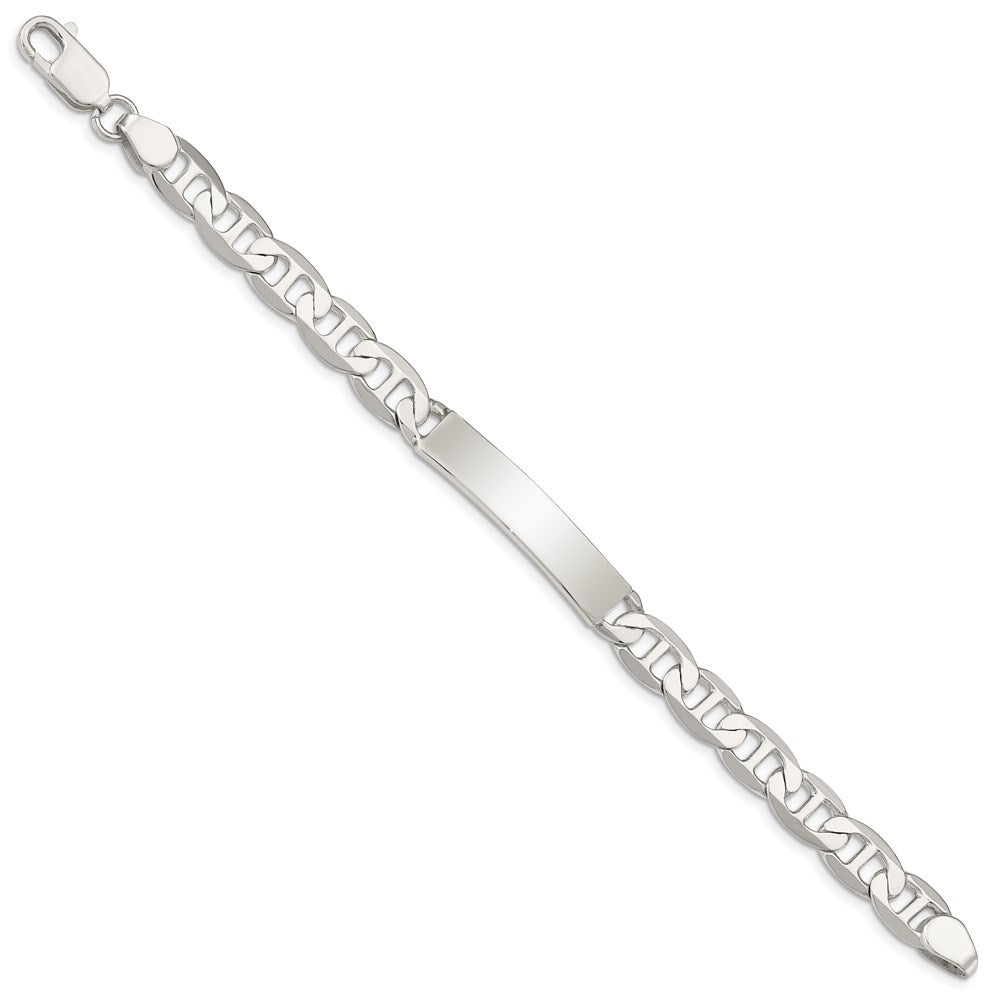 Sterling Silver Polished Engravable Anchor Link 33x Plate ID Bracelet