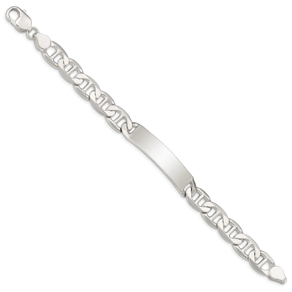 Sterling Silver Polished Engravable Anchor Link 39x Plate ID Bracelet