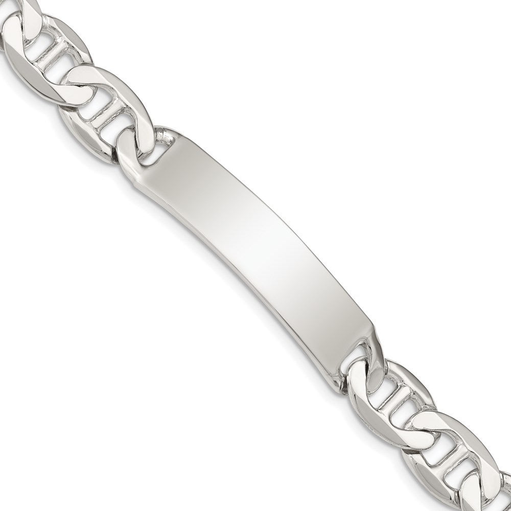 Sterling Silver Polished Engravable Anchor Link 39x Plate ID Bracelet