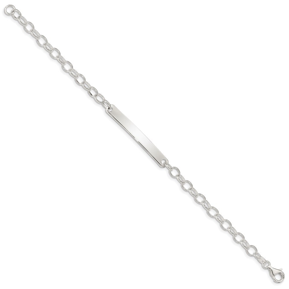 Sterling Silver Polished Engravable Oval Rolo Link 38x Plate ID Bracelet