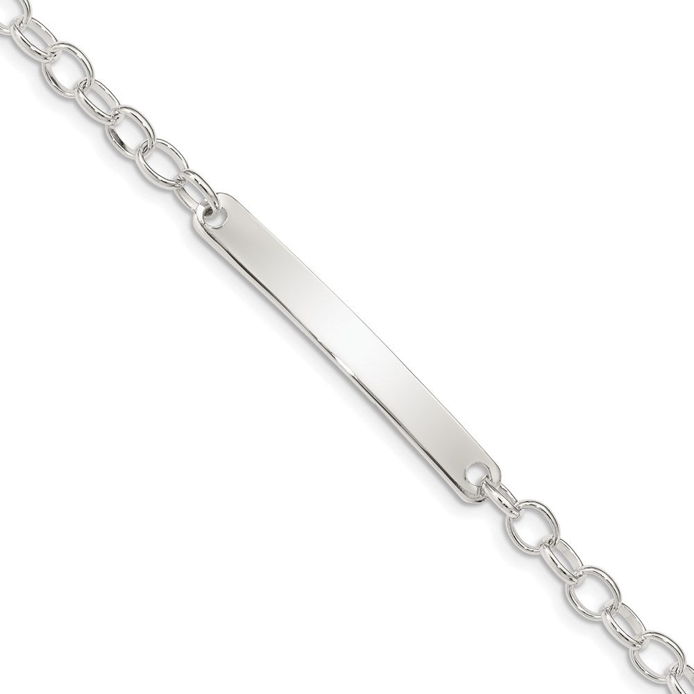 Sterling Silver Polished Engravable Oval Rolo Link 38x Plate ID Bracelet