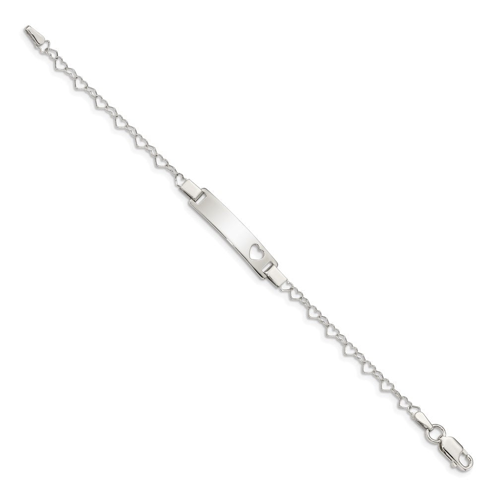 Sterling Silver Engravable Heart Link with Cut-out Heart 26x Plate Baby ID Bracelet