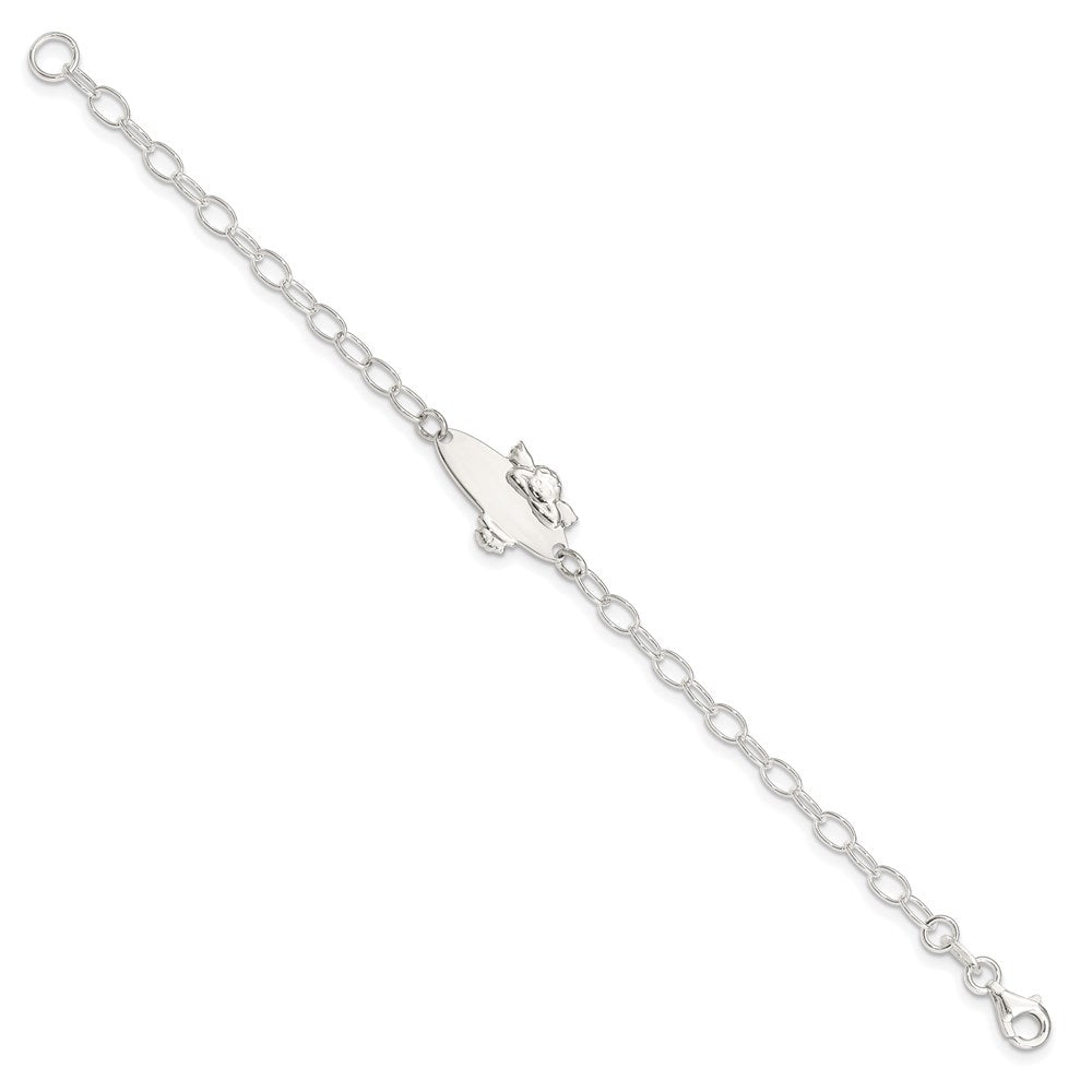 Sterling Silver Engravable Cable Link Angel 20x Plate Baby ID Bracelet