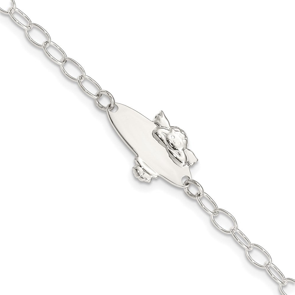 Sterling Silver Engravable Cable Link Angel 20x Plate ID Bracelet