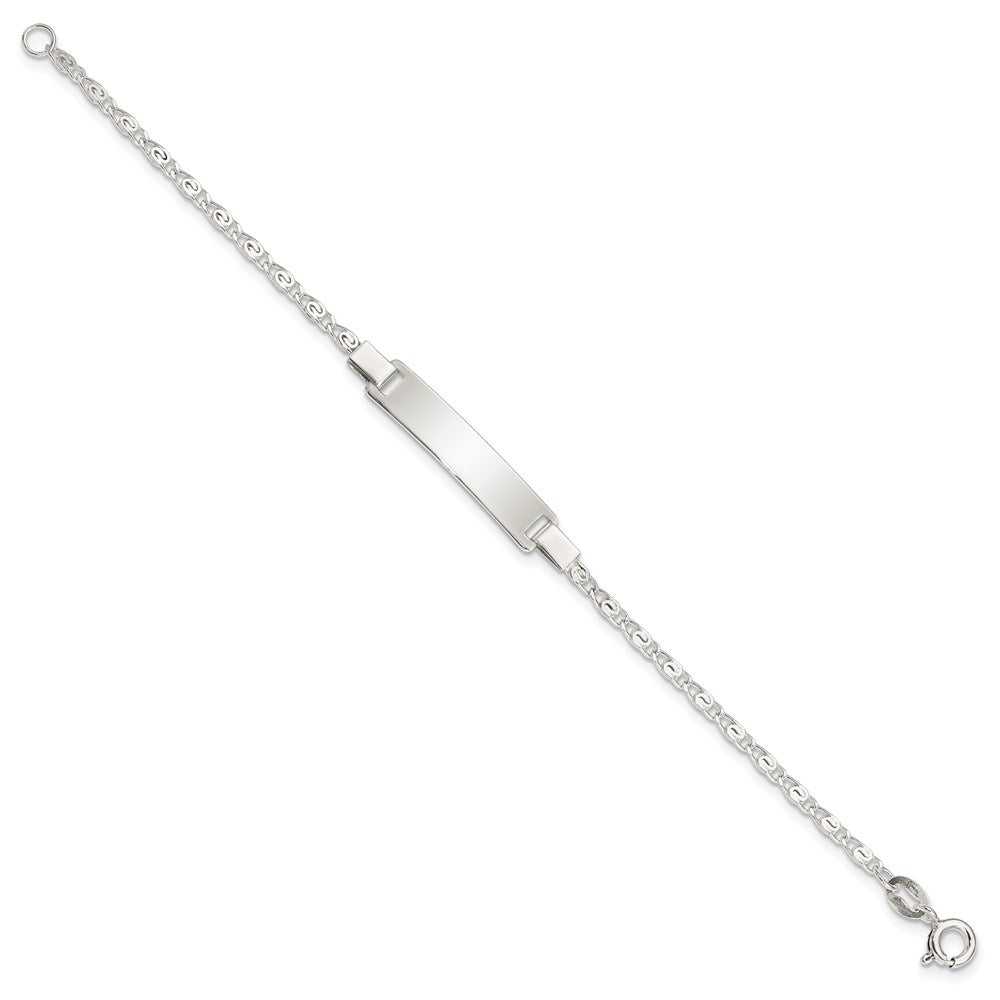 Sterling Silver Engravable Fancy Link 27x Plate ID Bracelet